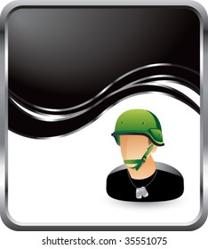 army man on black and silver wave background
