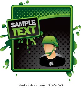 army man on green splat banner