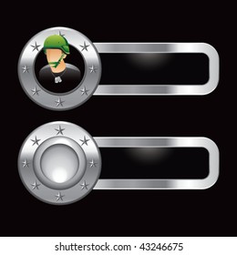 army man on metal banners
