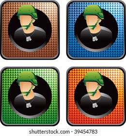 army man on multicolored checkered web icons
