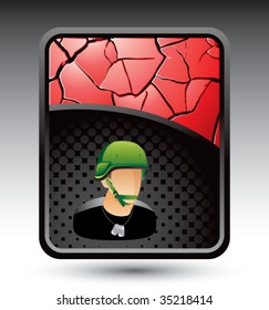 army man on red cracked banner