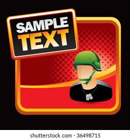 army man on red halftone background