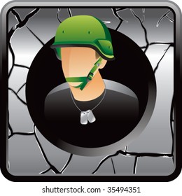 army man on silver cracked web icon