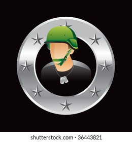 army man on silver star ring