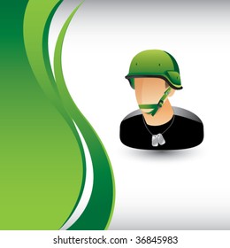 army man on vertical green background
