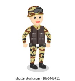 army man with pose design character on white background