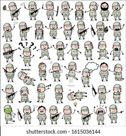 Army Man Poses - Set of Concepts Vector illustrations