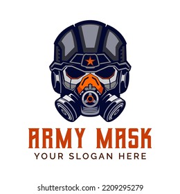 Army Mask logo design vector template illustration