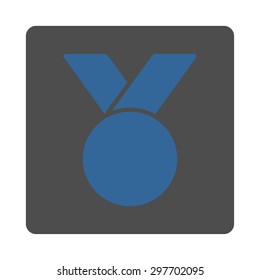Army medal icon from Award Buttons OverColor Set. Icon style is cobalt and gray colors, flat rounded square button, white background.