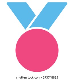 Army medal icon from Competition & Success Bicolor Icon Set. Vector style: flat bicolor symbols, pink and blue colors, rounded angles, white background.