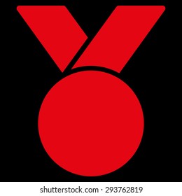 Army medal icon from Competition & Success Bicolor Icon Set. Vector style: flat symbols, red color, rounded angles, black background.