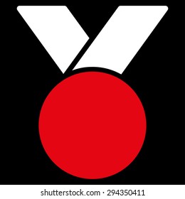 Army medal icon from Competition & Success Bicolor Icon Set. Vector style: flat bicolor symbols, red and white colors, rounded angles, black background.