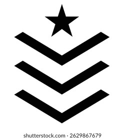 army medal icon rank in army black and white star black star, black chevrons, minimalist, geometric 