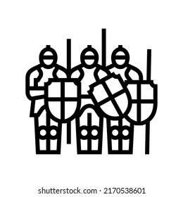 Armeemittelalterliche Linie Symbol Vektor. Mittelalterliches Armeezeichen. isoliertes Kontursymbol