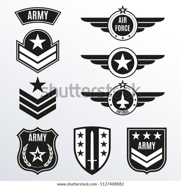 Army Military Badge Set Air Force Stock Vector (Royalty Free) 1127408882