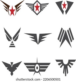 Army and military badges and strength logo icon symbols.