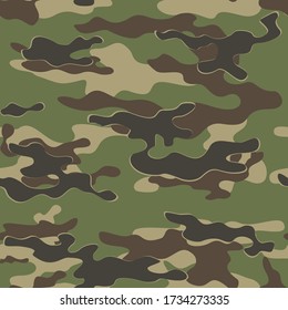 
Army military camo texture seamless pattern on print. Forest abstraction. Vector illustration.