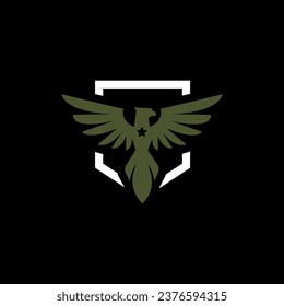 plantilla de diseño de logotipo de estilo de águila militar del ejército