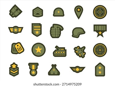 Armee Militärische Element Icon Set