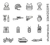 army and military icon set with white background. Thin Line Style stock vector.