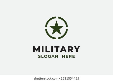 Exército Militar Logo Design.Star Com Crachá Circular Adequado Para Logotipo Veterano