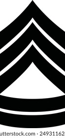 Army Military Rank Insignia, Sergeant First Class flat black vector icon.