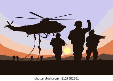 Army Military Troops Sniper Stop The War Flat Silhouette Art Illustration