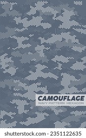 army navy camouflage pattern design modern hexagon digital background vector illustration military gear template grey green blue abstract