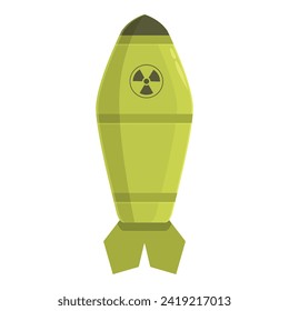 Vector de dibujos animados del icono de arma nuclear del ejército. Nube de peligro. Espacio de reactor aéreo