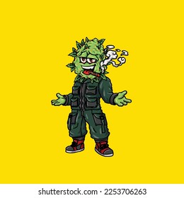 army nugs vector smoking joint weed cartoon