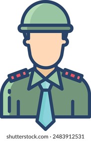 Army officer linear color illustration