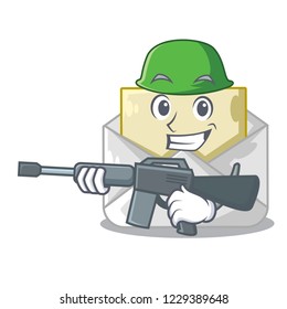 Army opened and closed envelopes shaped cartoon