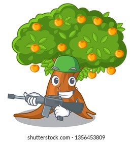Army orange tree isolated with the mascot