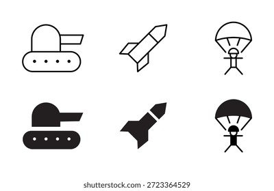 army outline icon world war vector line icons, military Military Equipment, tools, aids and appliances. line icons set, editable stroke isolated on white, linear vector illustration, symbol 