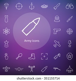 army outline, thin, flat, digital icon set for web and mobile