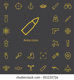 army outline, thin, flat, digital icon set for web and mobile