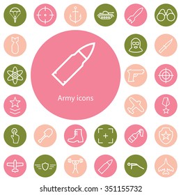 army outline, thin, flat, digital icon set for web and mobile