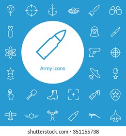 army outline, thin, flat, digital icon set for web and mobile