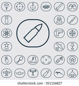 army outline, thin, flat, digital icon set for web and mobile