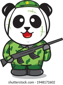 Army panda, suitable for icon and other design purposes.