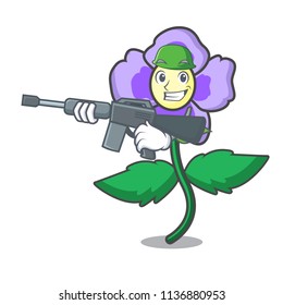 Army pansy flower character cartoon