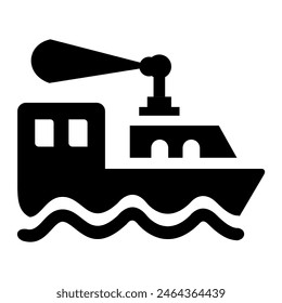 army patrol boat icon, Vector Illustration of Patrol boat with searchlight or signal, for logo company and web design