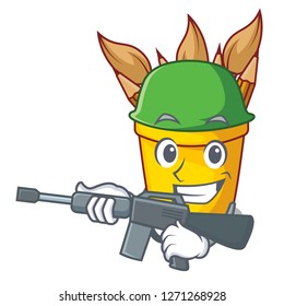 Army pencil pot shape on the cartoon