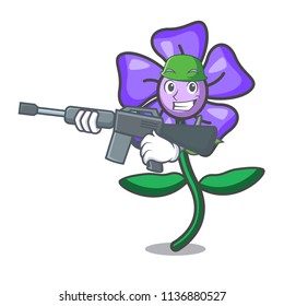 Army periwinkle flower character cartoon