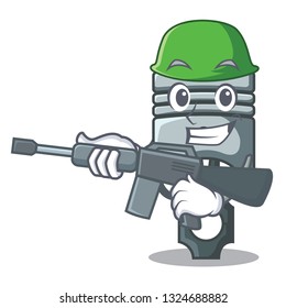 Army piston in the form of mascot