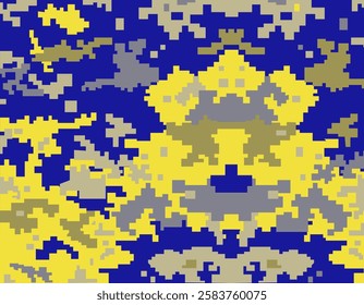 Army pixel camouflage in the colors of the Ukrainian flag for your manufacturer or design. EPS 10.