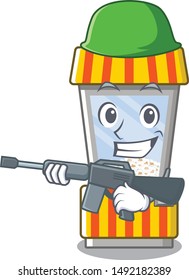 Army popcorn vending machine cartoon isolated mascot