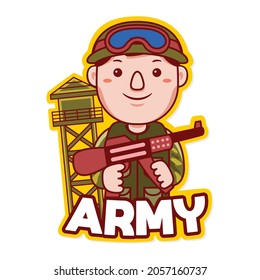 Army Profession Mascot Logo Vector in Cartoon Style
