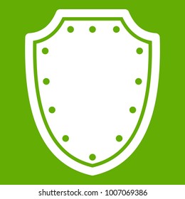 Army protective shield icon white isolated on green background. Vector illustration