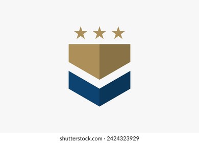 Army Rank Black Logotype Icon. Military Badge Insignia Symbol. Chevron Star and Stripes Logo. Soldier Sergeant, Major, Officer, General, Lieutenant, Colonel Emblem. Isolated Vector Illustration